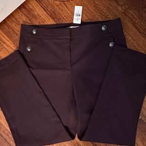 LOFT Chocolate Brown Pants with Button Accents